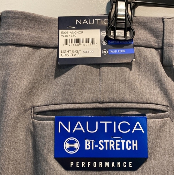 Nautica Bi Stretch Performance Light Grey Pants - Picture 4 of 12